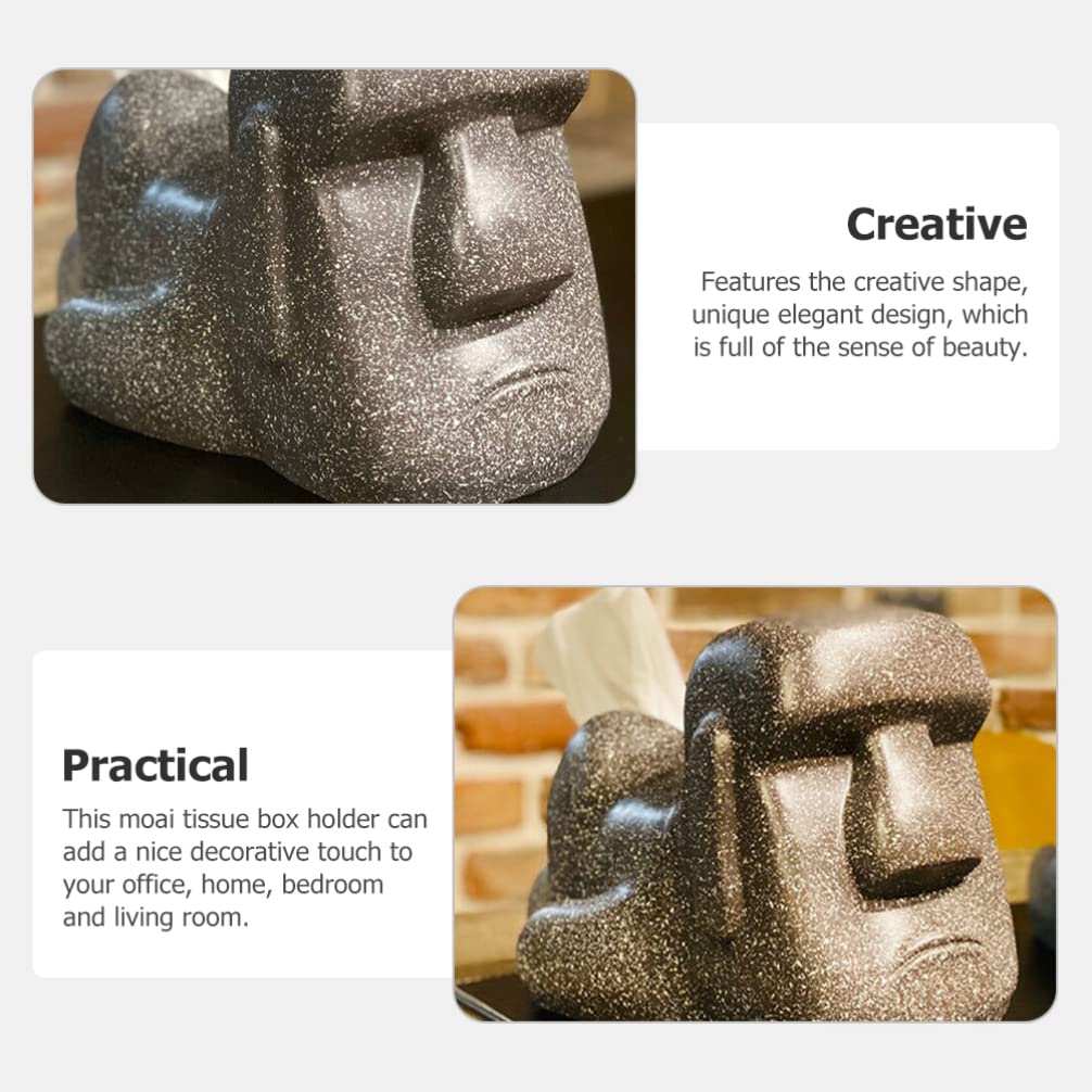 Porta Fazzoletti Moai in Resina Nera Decorativo per Bagno | Design Creativo e Unico, Uso Pratico Quotidiano, per Casa e Ambiente Domestico