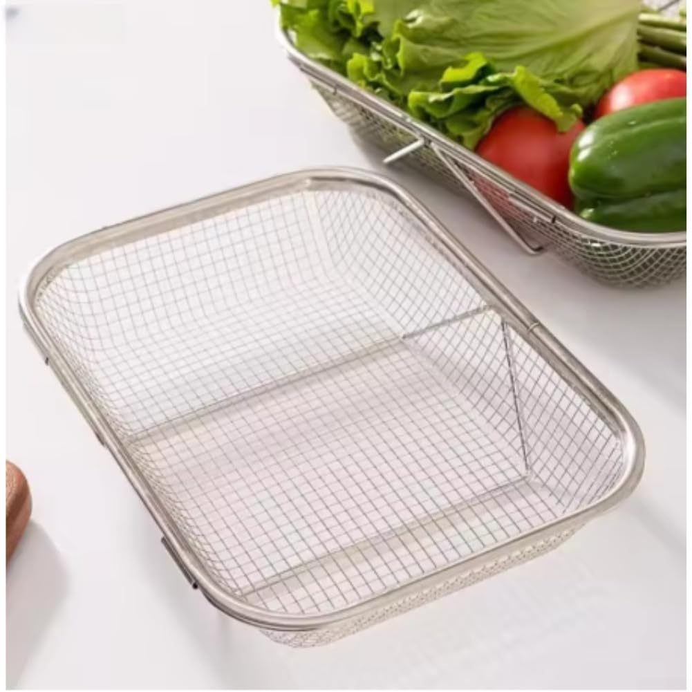 Colander de acero inoxidable con diseño telescópico ajustable para fregaderos de 31 cm y 51,5 cm, fruta eficiente para drenaje vegetal