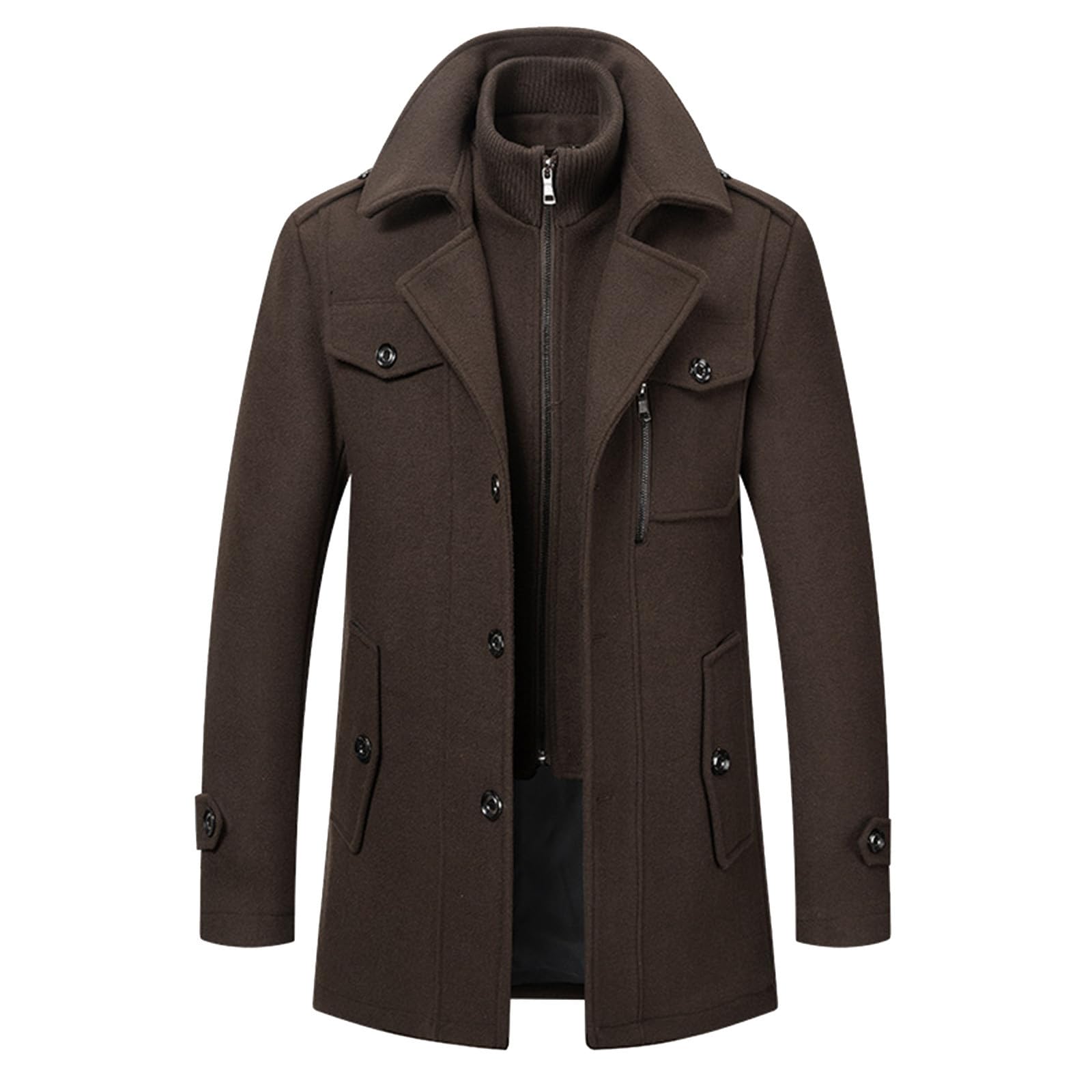Chaqueta Hombre Chaqueta Chaqueta Con Cremallera Caliente Hombre Slim Abrigo De Invierno De Lana Para A Prueba De Viento Doble Espesador Ideal Para Negocios