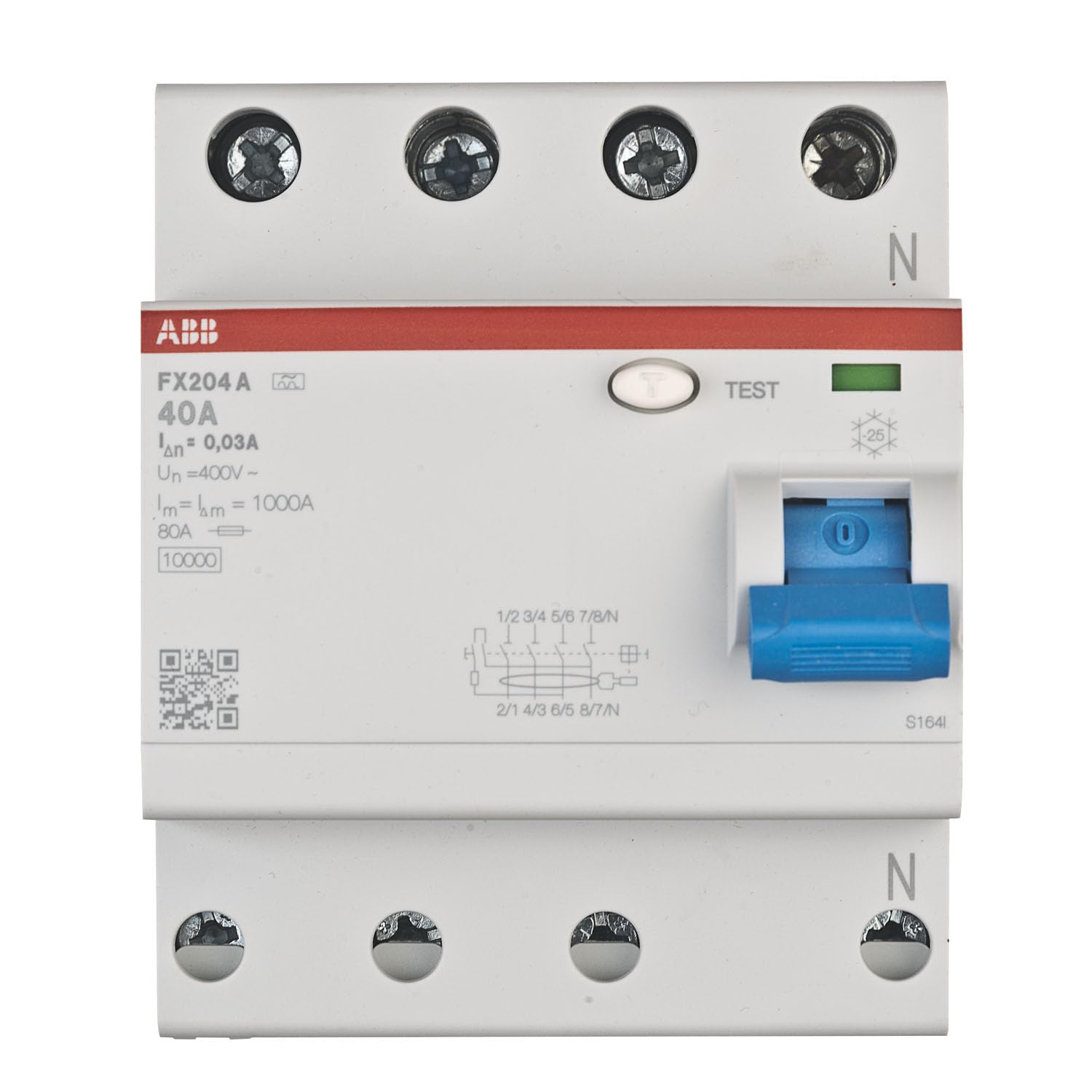 FI-Schutzschalter Typ ABB FX204A-40/0.03 FlexLine® 3P+N 40A 30mA Auslösestrom 2CSF204165R1400