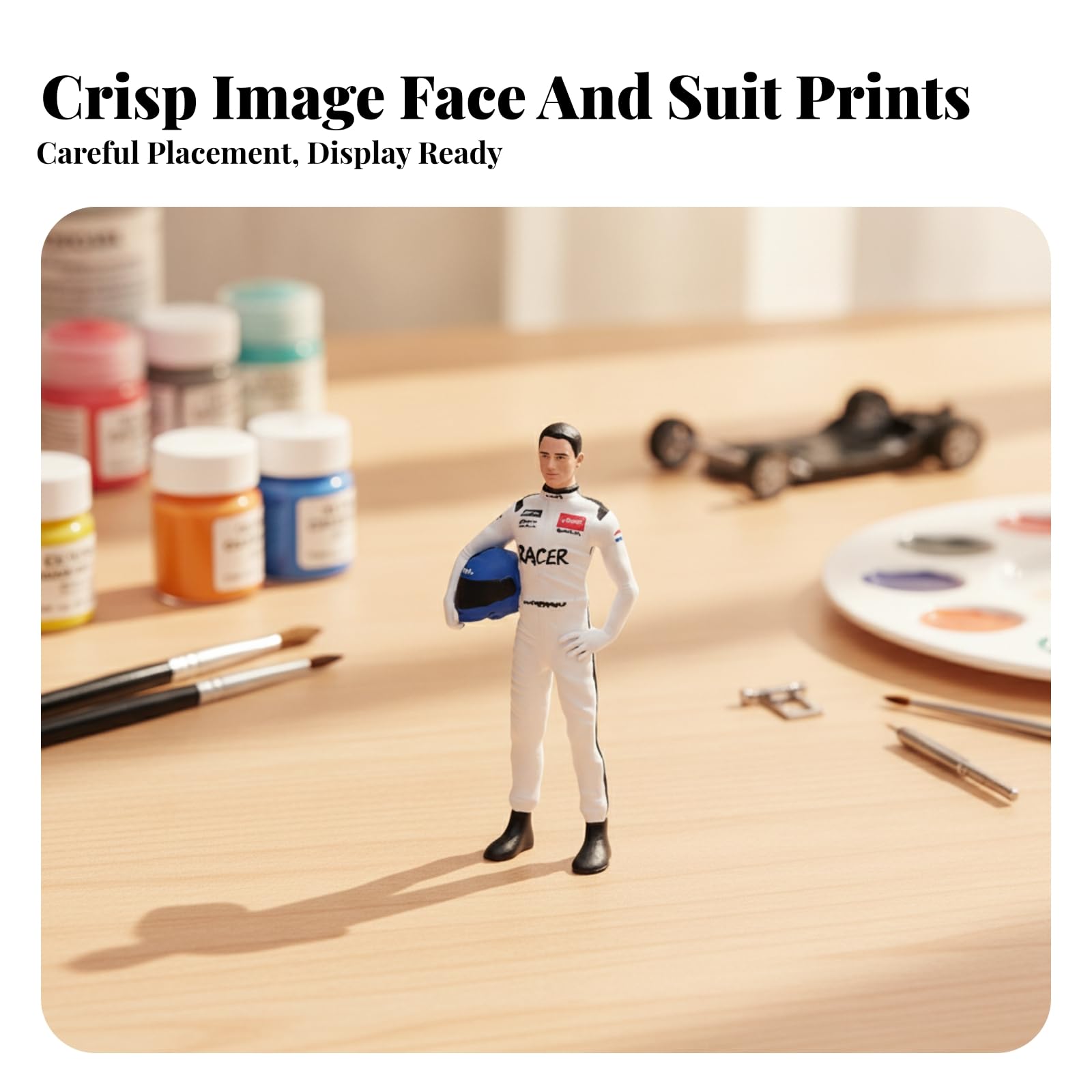 Figura Conductor Carreras Tallado | Compañero Escritorio, Compacto, Figurita, para Dioramas, Maquetas, Vitrinas, Coleccionistas