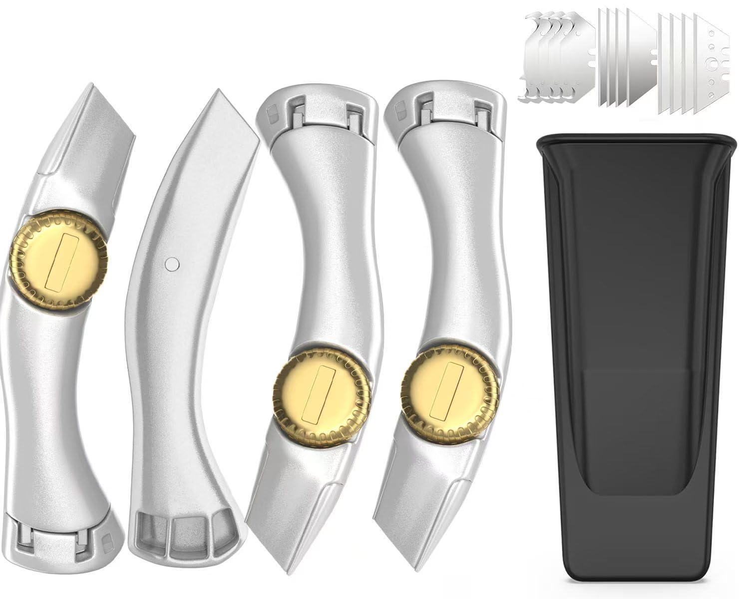 Heavy Duty Roofing Knife, Unility Knife, Roofing Tools Box Cutter with Holster for Cardboard, Boxes and Cartons, Indoor Outdoor Use (4 pack)