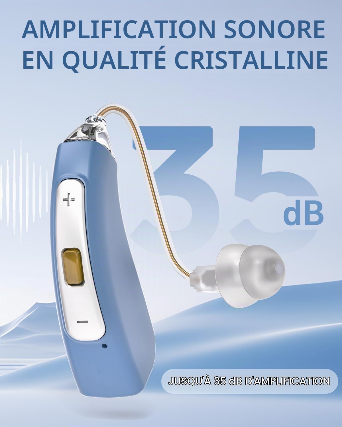 Dispositif de son rechargeable avec filtrage du bruit – 30 h d'autonomie – Dispositif de son discret pour seniors – Utilisation facile