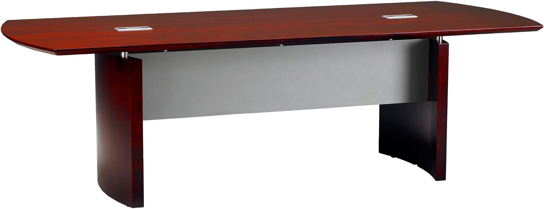 SafcoMayline Napoli 10'W x 48"D Curved End Rectangle Conference Table, Sierra Cherry Veneer, Silver Paint