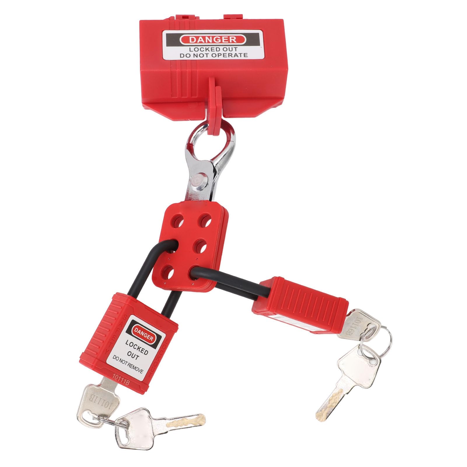Kit de etiquetado y bloqueo eléctrico - Juego de dispositivos de seguridad de mantenimiento para uso industrial - Para disyuntores e interruptores - Incluye candados con llaves,