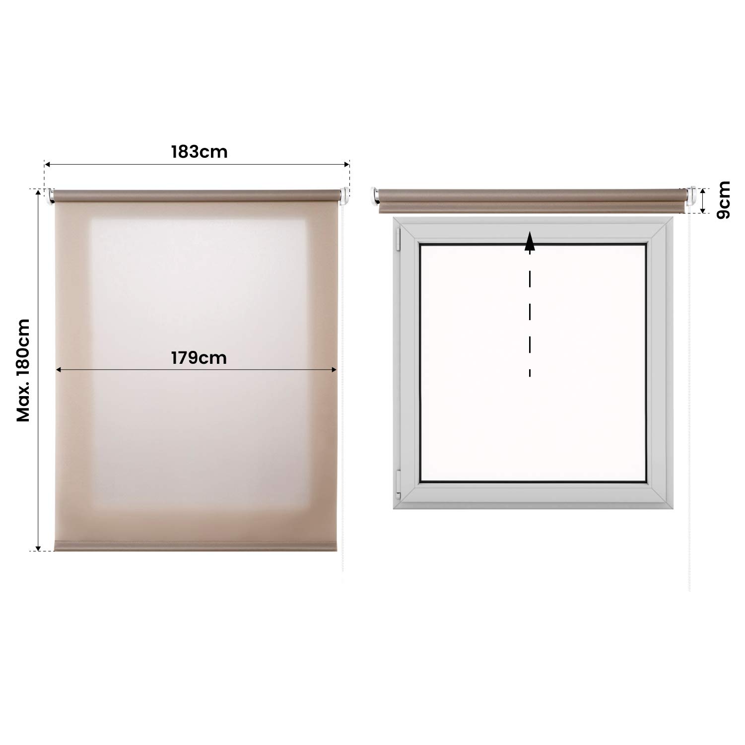 Tenda A Rullo Filtrante - 180x300 Cm, Oscurante, Con Catenella, Personalizzabile - Foto 10