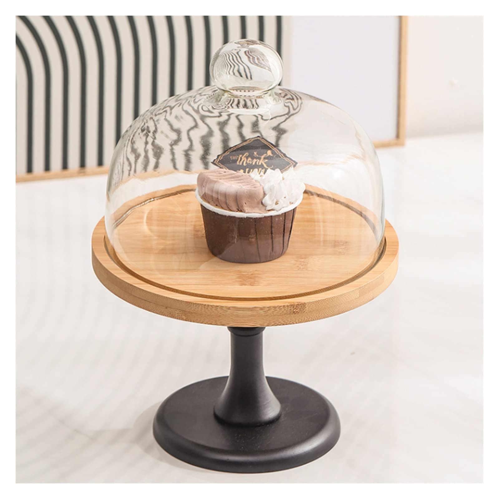 SUNESA Présentoir à Gâteau Grand Plateau à gâteau avec Couvercle Couvercle à gâteau en Verre Transparent for Obtenir Le présentoir à Pain Stand de Gâteaux (Color : Bruin)