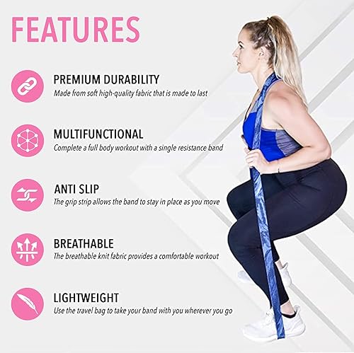 Miniatura 2 de Vitality Flex - Bandas de resistencia de tejido largo para el cuerpo y entrenamiento de musculación antideslizante de cuerpo completo  gimnasio en