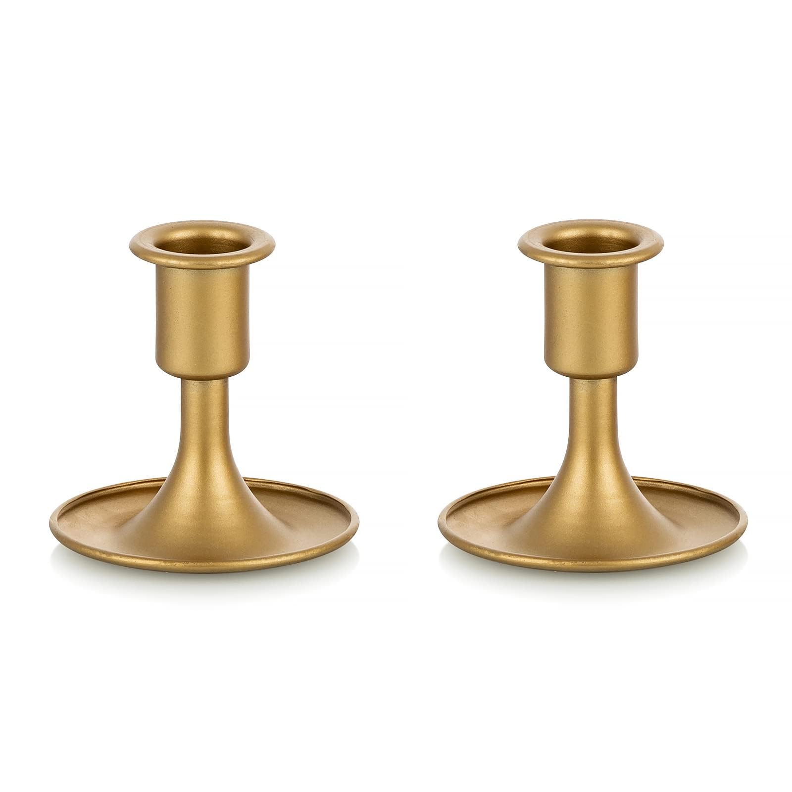 TERRIFI 2 PCS Gold Taper Candle Holder, Candlestick Taper Candle Holders, Gold Candle Holder, Suitable for Table Centerpiece, Wedding Reception, or Home Decor