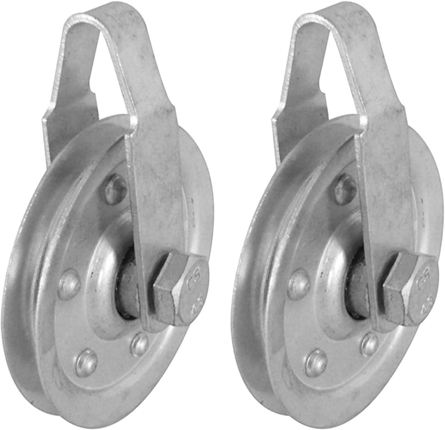 Artibetter 1set Garage Door Wheels: 4 Sheave Pulleys, 2 Clevis Forks, 4 Bolts and Nuts Kit - Garage Door Pulley Kits for Extension Spring Wheel
