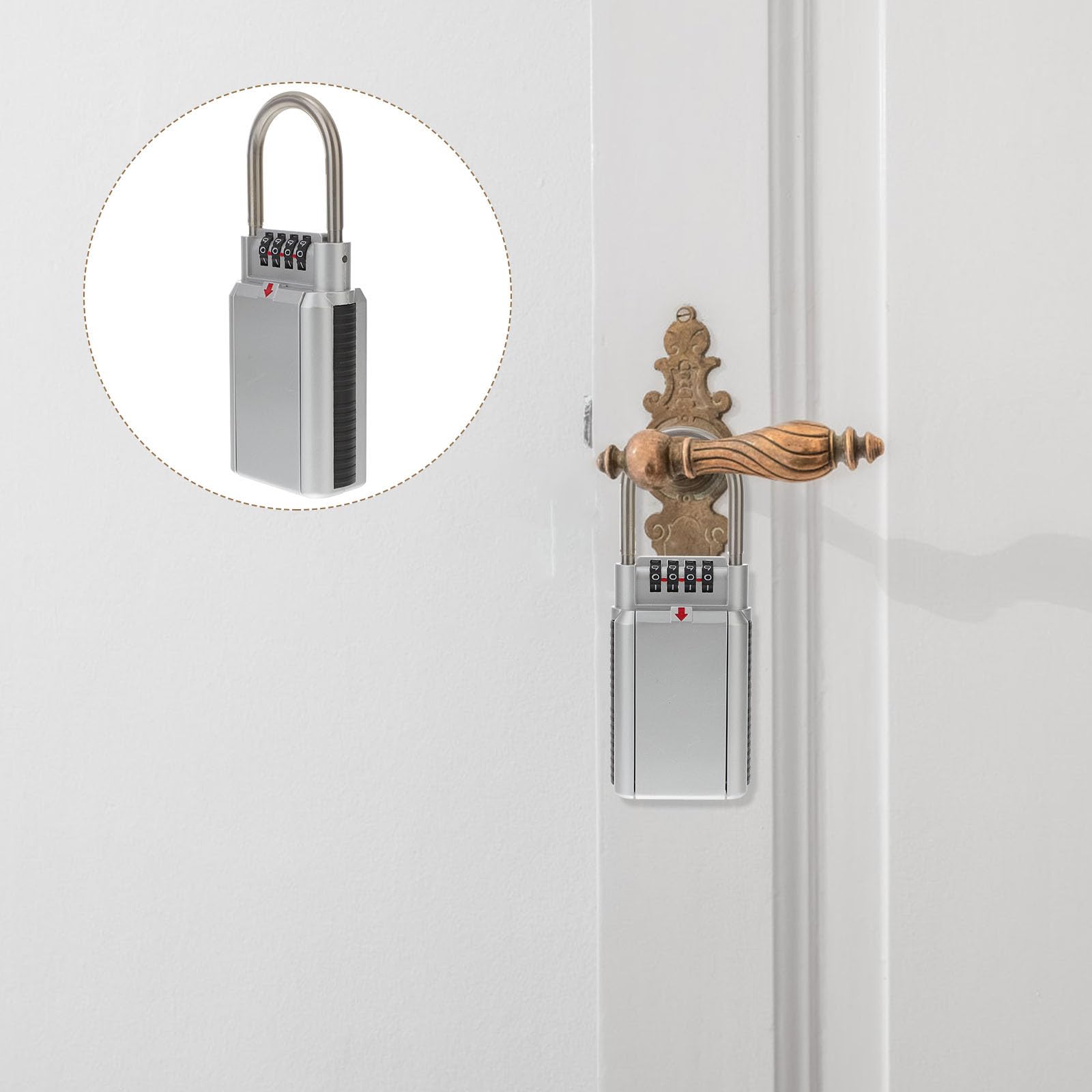 Caja de Seguridad para Llaves de Casa, Metal, Código 4 Dígitos, Plata