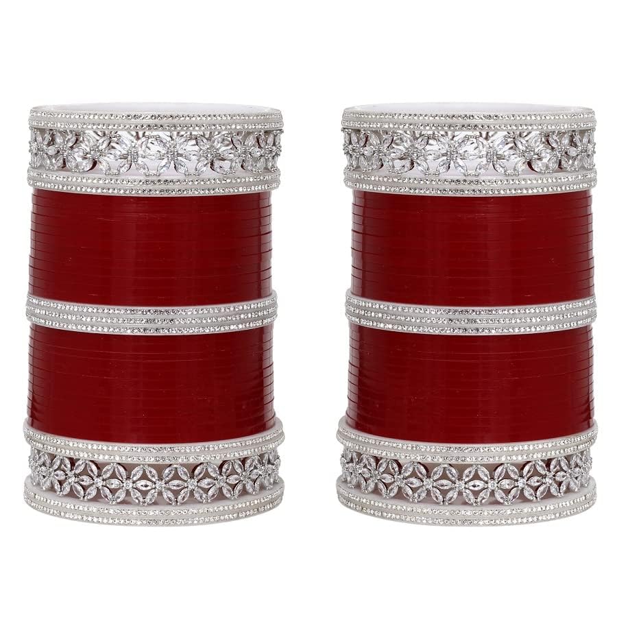 Mahganya Fashion Jewellery Weddind Bangle Set for Women & Girls Red,White
