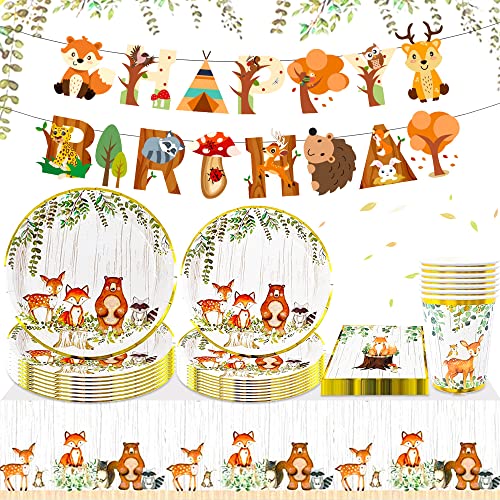 JeVenis 42 PZ Animali della foresta Piatti per feste Animali del...