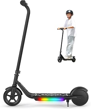Electric Scooter for Kids Ages 6-12, 150W Motor, Simple One-Button Control, 2 Safe Speeds 6/10 MPH, K2 Pro for 3 Speeds, Colorful Lights, Magnetic Charging, Dual Brake System, 154 Lbs Load Capacity