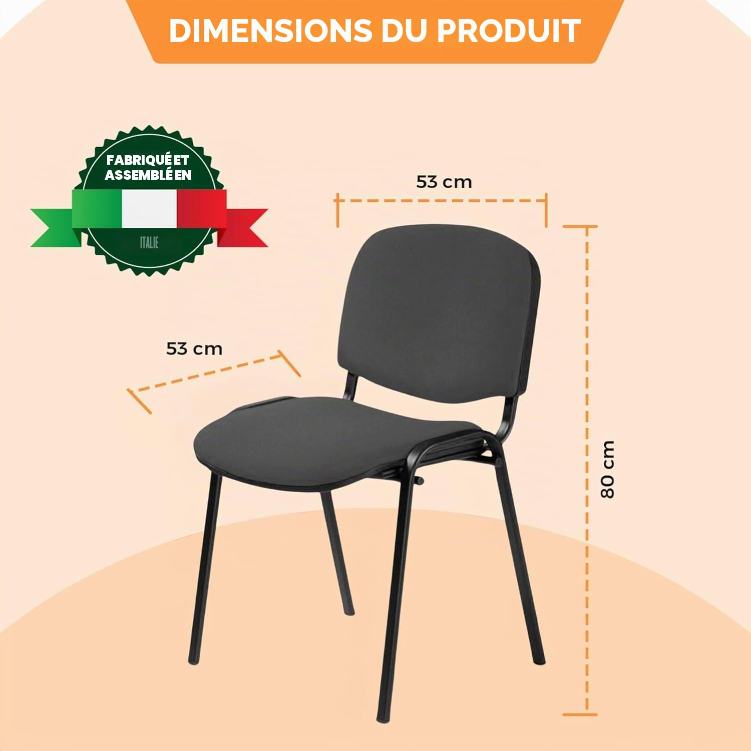 Topsit Lot de 8 Chaises Visiteur ISO Chaises de conférence empilables et Confortables avec Assise et Dossier rembourrés