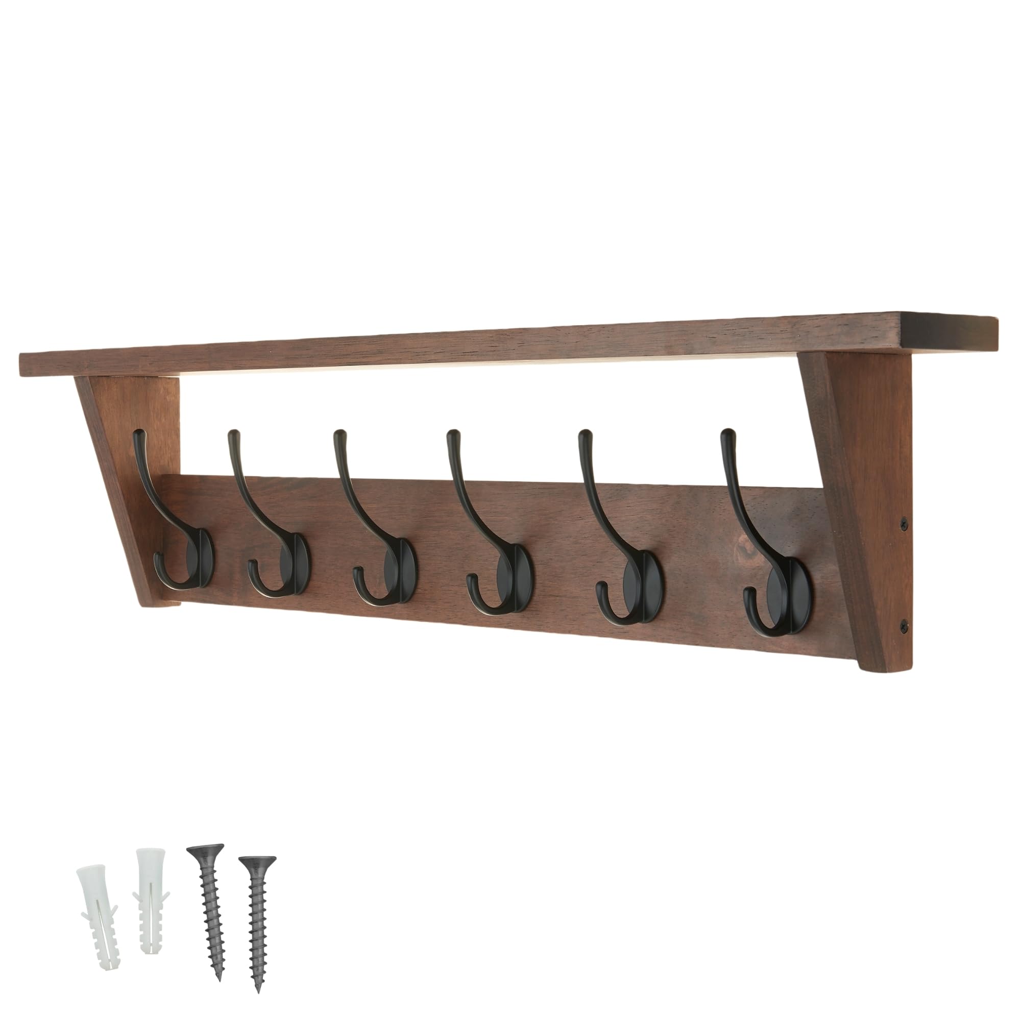 Keypak Victorian Oak Coat Rack Shelf Combo 6 Hooks 80CmRustic Wall Mounted Coat Rack For HallwayBedroomKitchenBathroom from B&Q