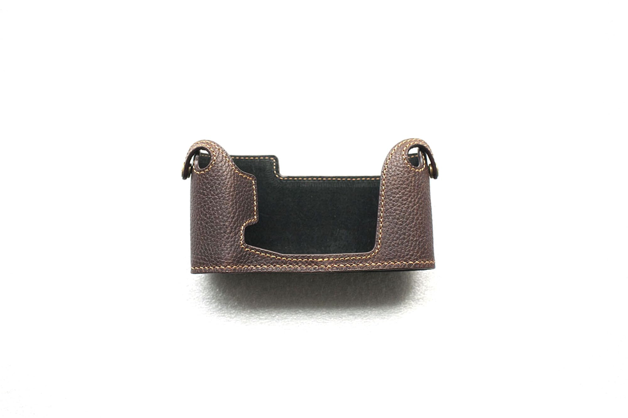 Funper Dark/Brown Handmade Genuine Real Leather Half Camera Case Bag Cover For Canon F1 New