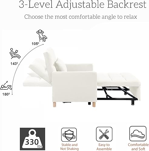 Miniatura 4 de Silla de cama multifuncional convertible de terciopelo ajustable individual extraíble con lumbar para estudio, apartamento, dormitorio, oficina,