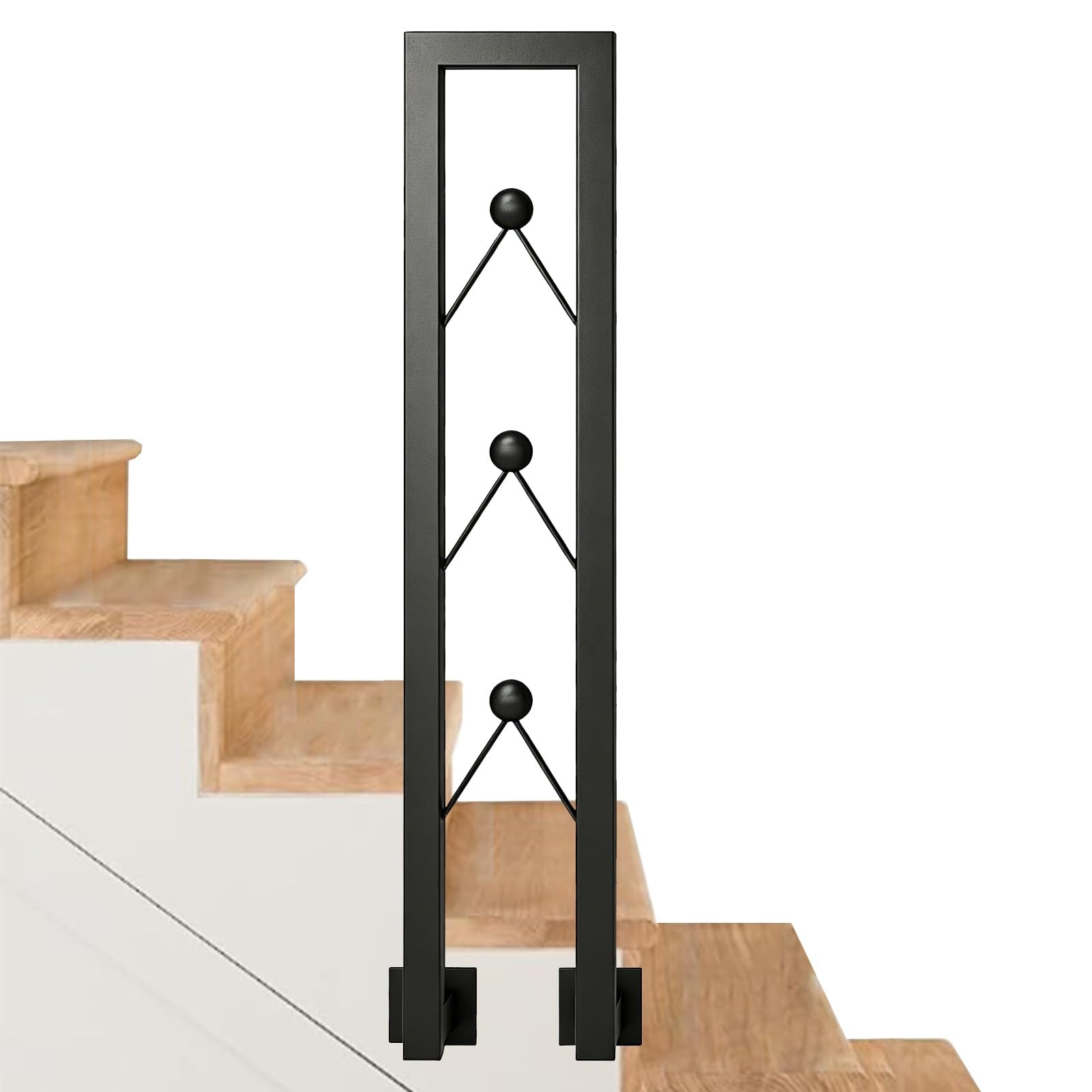 Stairs Banister Handrail, Transitional U-Shape Handrail for 1 Step, Wrought Iron Stair Railing Black Grab Bar for Indoor/Outdoor Front Porch or Loft(90cm/35in)