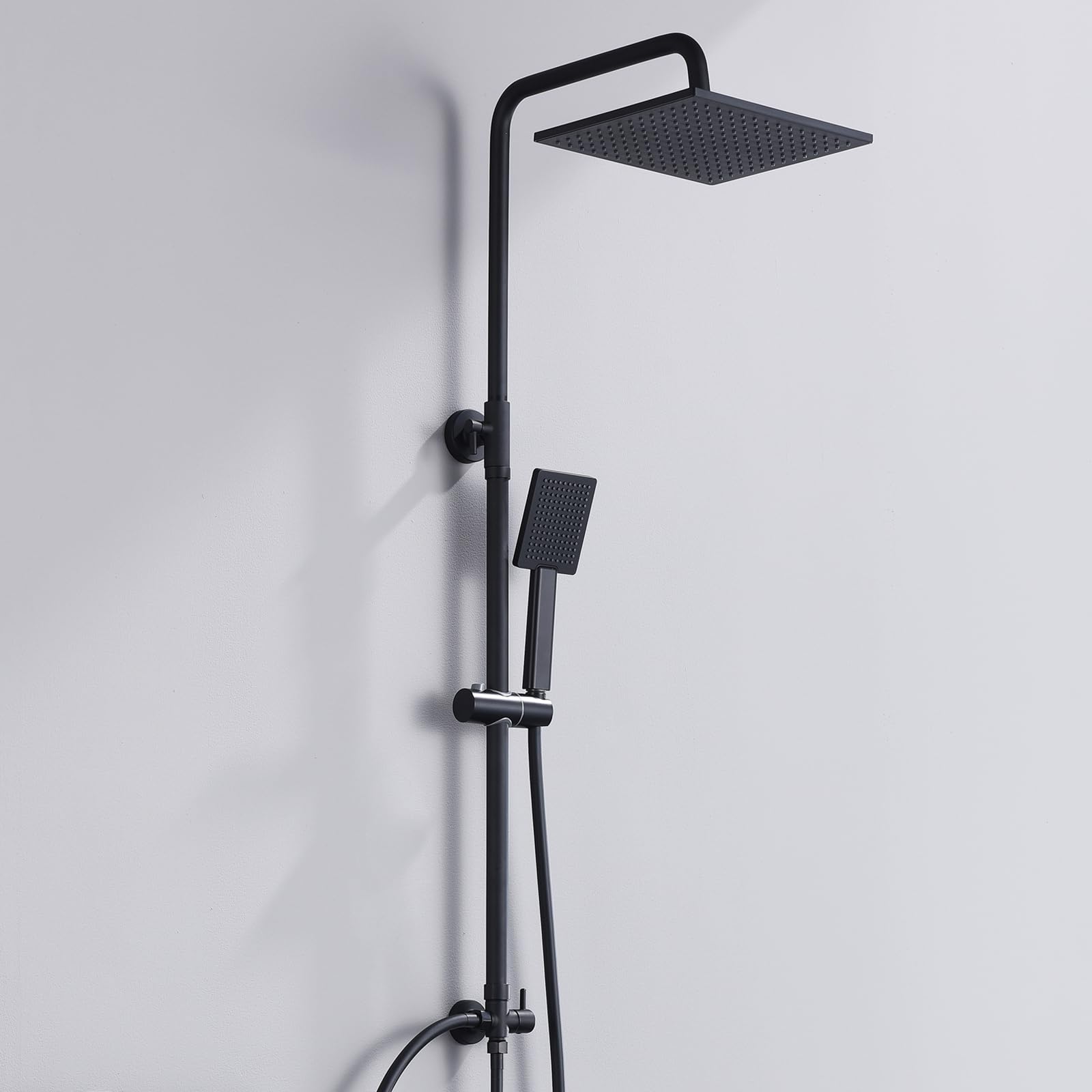 Auralum Colonna Doccia Senza Miscelatore 74-109cm Regolabile Set Soffione Doccetta Nero