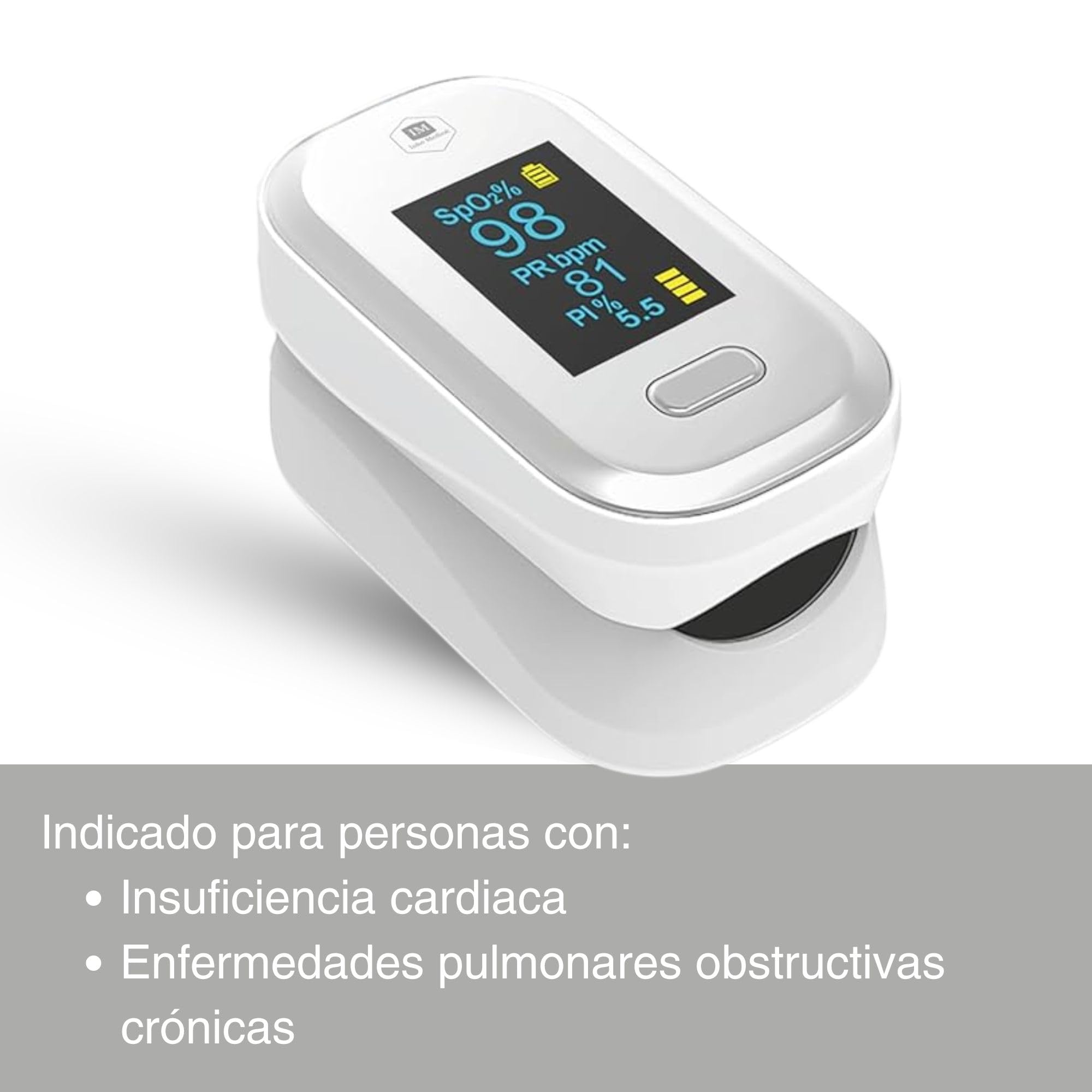 Pulsioxímetro de dedo Inko Medical con Indice de Perfusión, Lectura más Exacta, Oxímetro Dedo Profesional