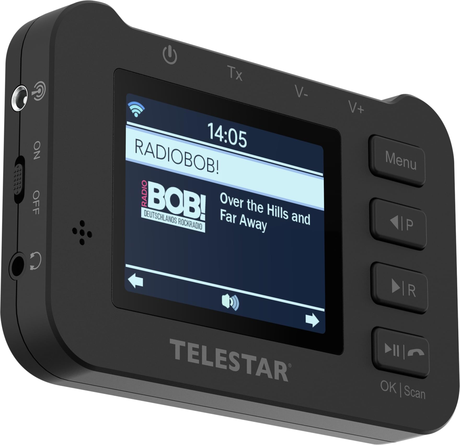 TELESTAR TOP CAR 2 – Adattatore DAB+ per autoradio (trasmettitore FM, uscita line-out, display a colori, batteria, streaming audio Bluetooth, vivavoce, microSD) – Nero