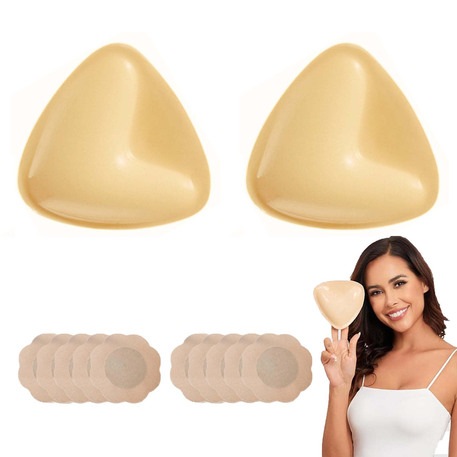Double-Sided Sticky Bra Inserts, Triangle Push Up Pads, Reusable Double ...