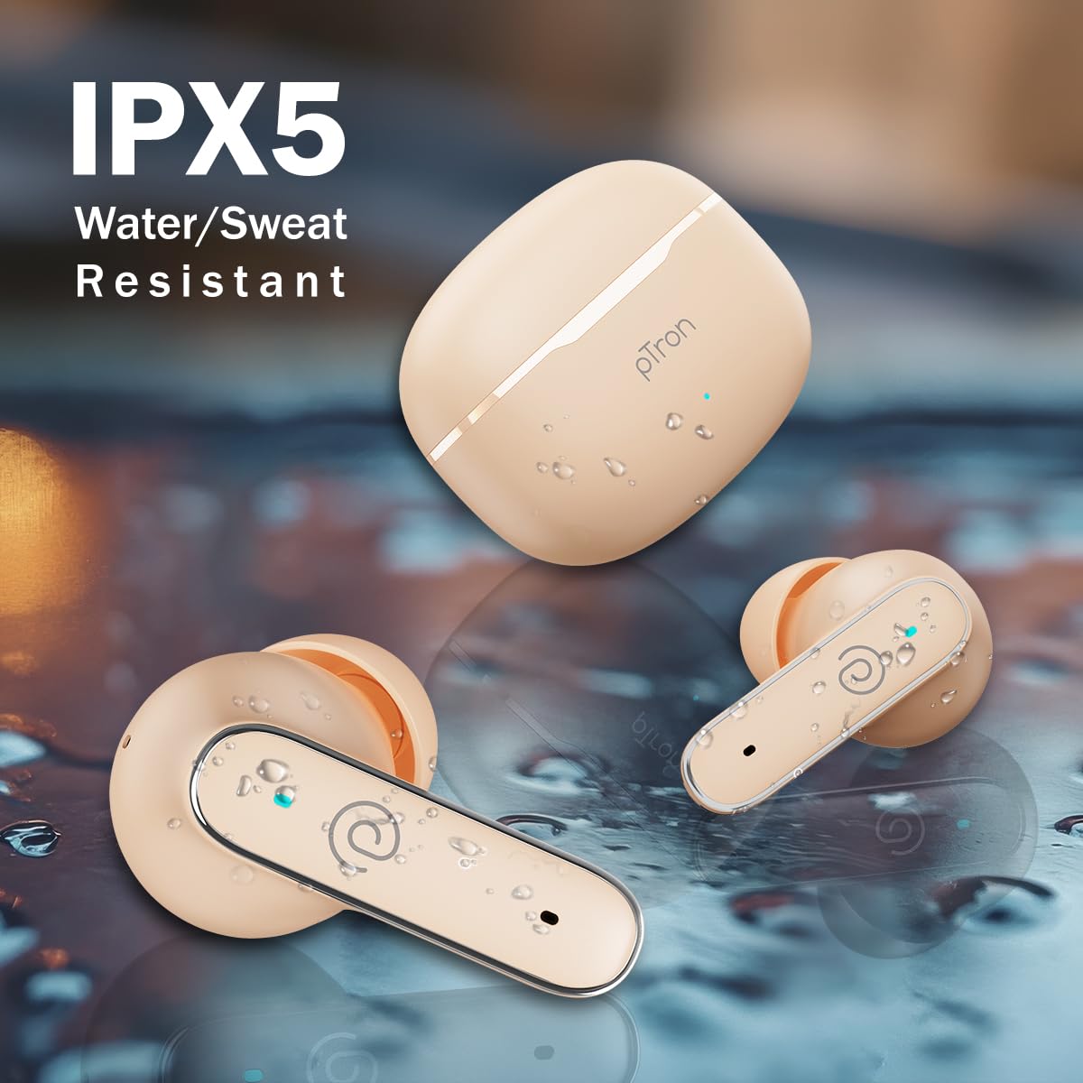 pTron Bassbuds Eon in-Ear TWS Earbuds w/ 13mm Drivers, 45Hrs Playtime, Dual HD Mic & TruTalk AI-ENC Calls, Custom EQ,Mobile App, Bluetooth v6.0 Headphones,Voice Assist., Type C Charging & IPX5 (Peach) — Amazon image 9