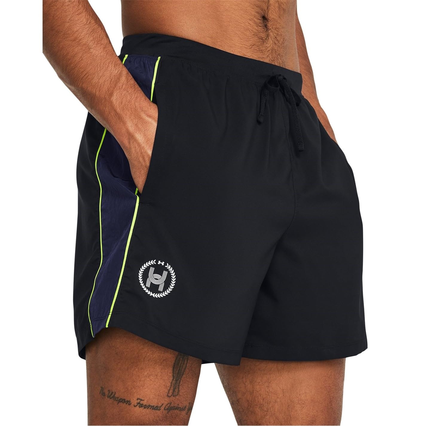 Under Armour Hommes Run Everywhere Short Vêtements De Course Shorts Black 001/Midnight Navy 410/White 100 - Noir