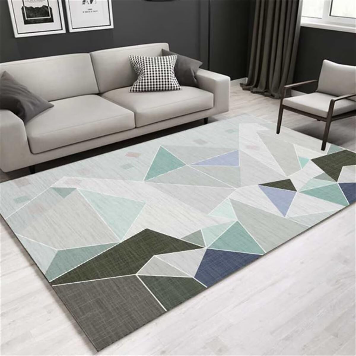 Tapis ados gris-bleu pour chambre et salon au style industriel moderne
