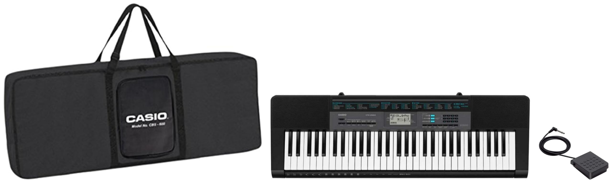 CTK-2550 61-Key Portable Keyboard, Black with Carry Case and Pedal