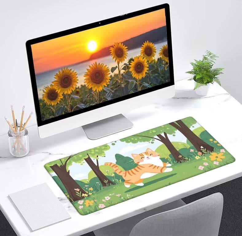 Tapis souris de grande taille avec bords cousus durables et base caoutchouc