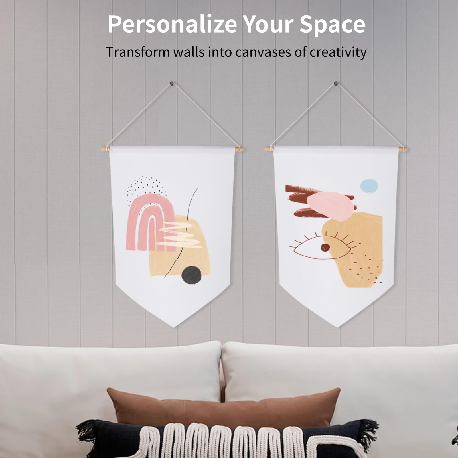 10 Stk. Blanko Canvas Banner, dekorative DIY Wandbanner zum Aufhängen, Wanddisplay-Fahnen für kreative Wandgestaltung, Banner für Emaille-Pins und Anstecknadeln-Sammlung