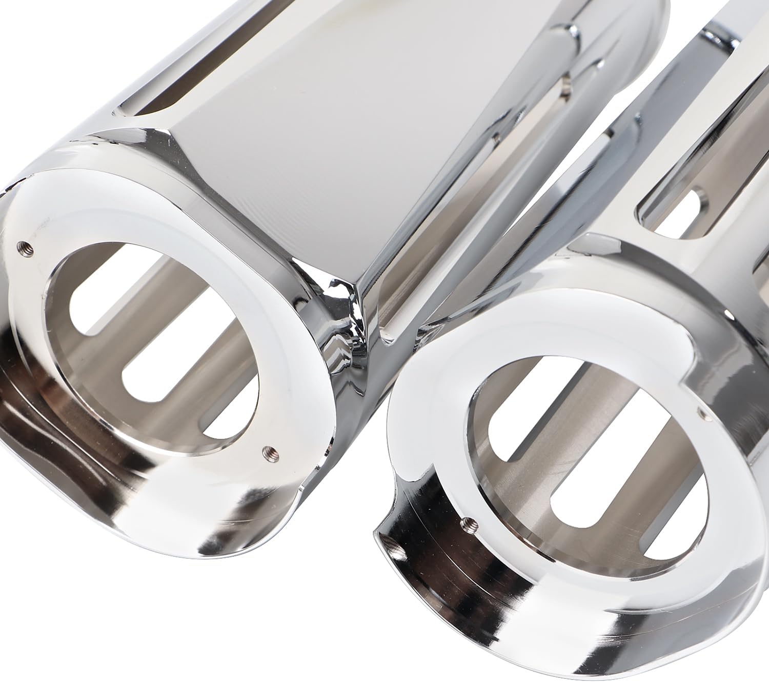 +2" Extended Fork Boots Cans Slider Cover Cow Bells CNC Cut Alumium Chrome for Harley Touring Road Street Road King Electra Glide FLHR FLHX FLHT FLTR 2014-2023