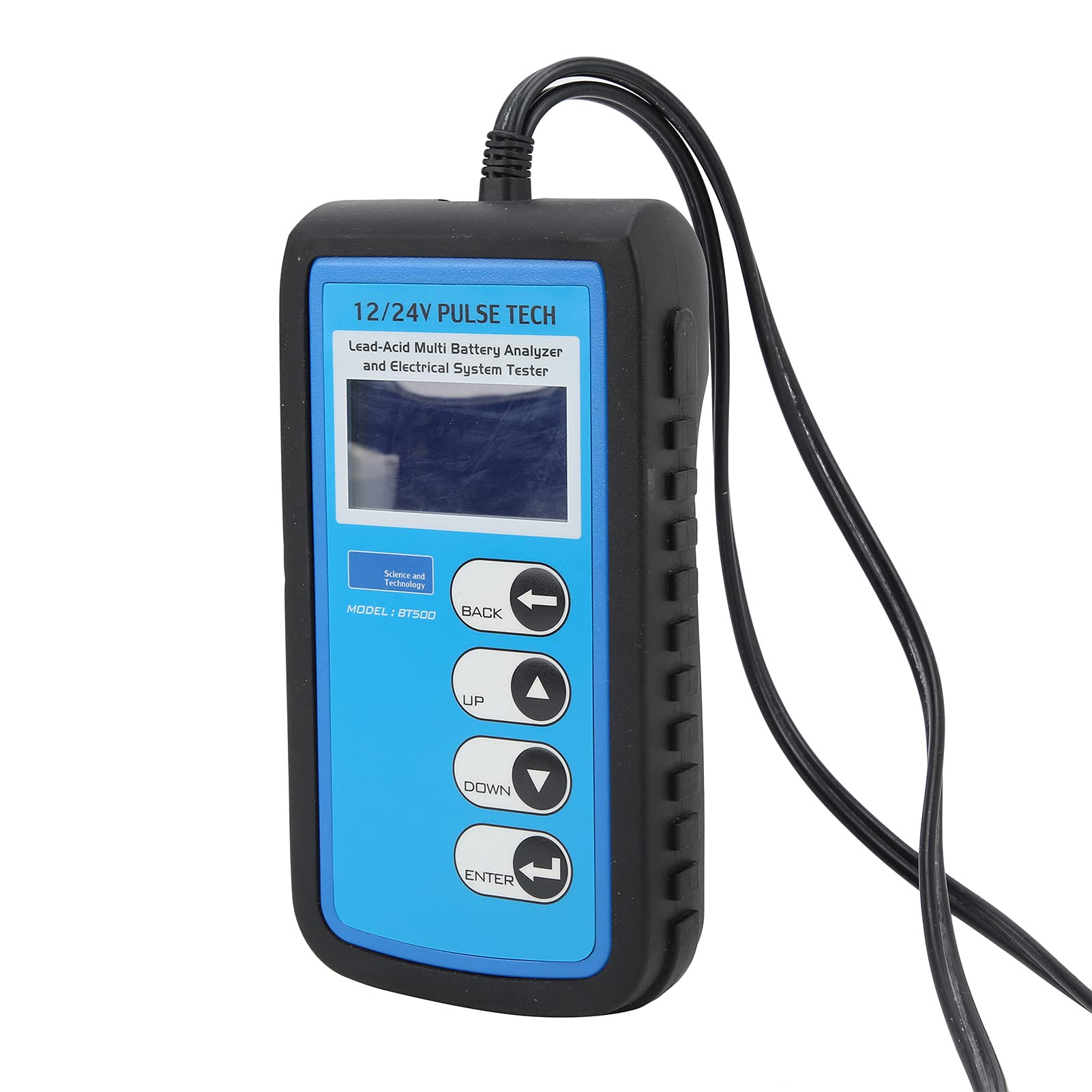 Comprobador de batería BT500 de 12 V/24 V, comprobador de batería de Coche con Pantalla LCD LED retroiluminada, analizador de de Arranque y Carga para baterías estándar CCA DIN