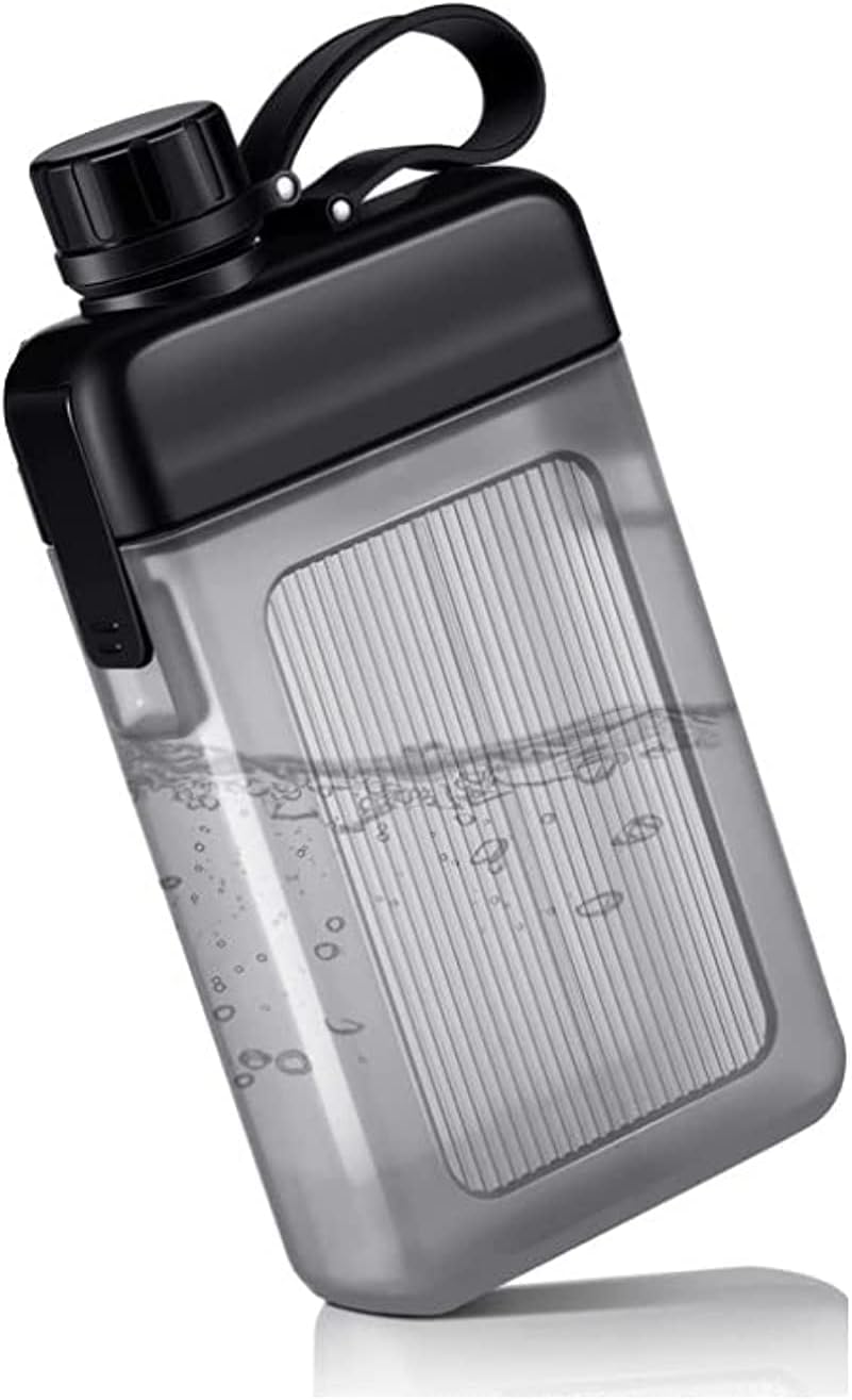 Excefore Portable Plastic Liquor Flask - Flat Square Water Bottle for Travel, Sports, Camping, and Fitness - 1 Piece