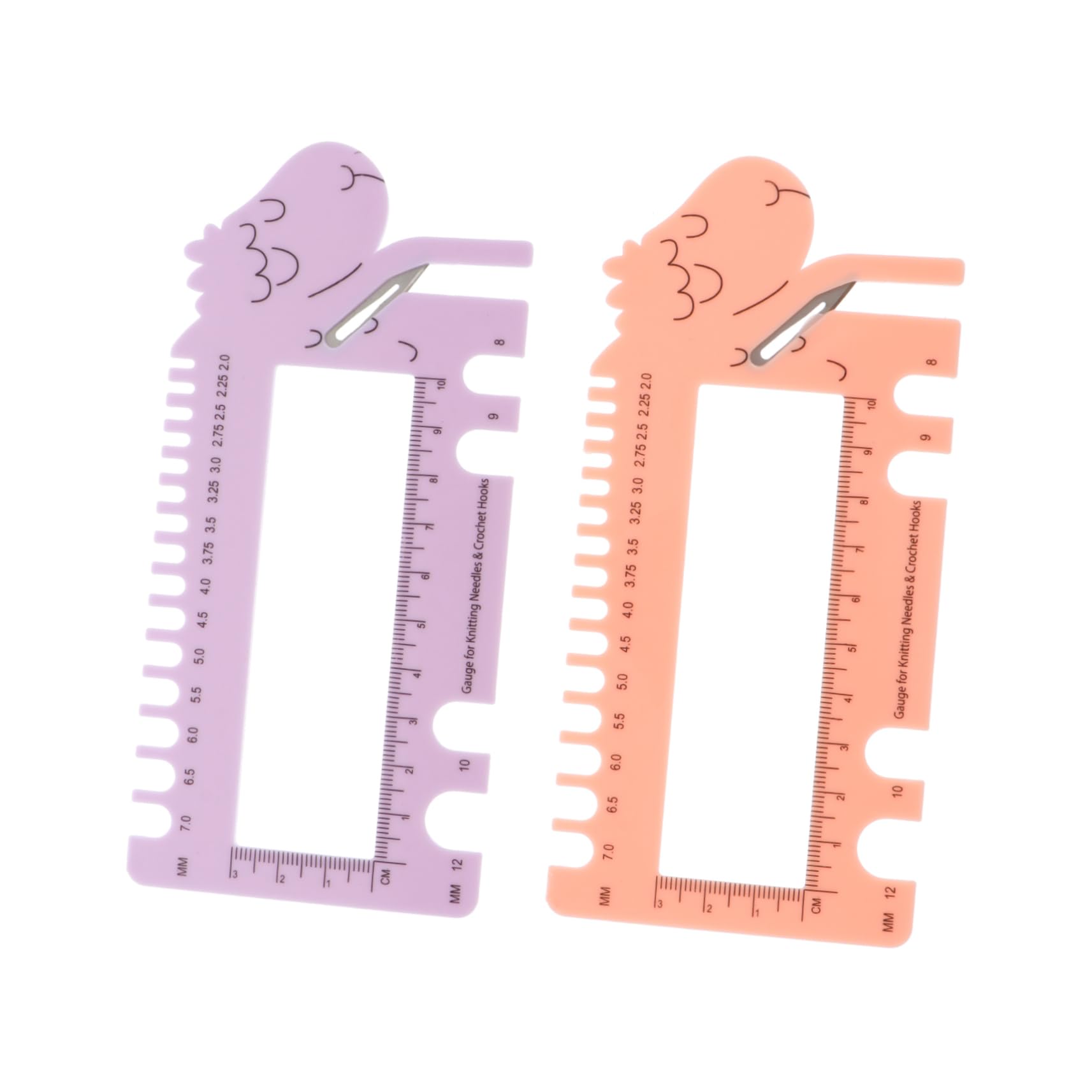 BEBEMOKO Knitting Measuring Ruler Crochet Needle Gauge Set Sheep Hook Tool for Craft Projects