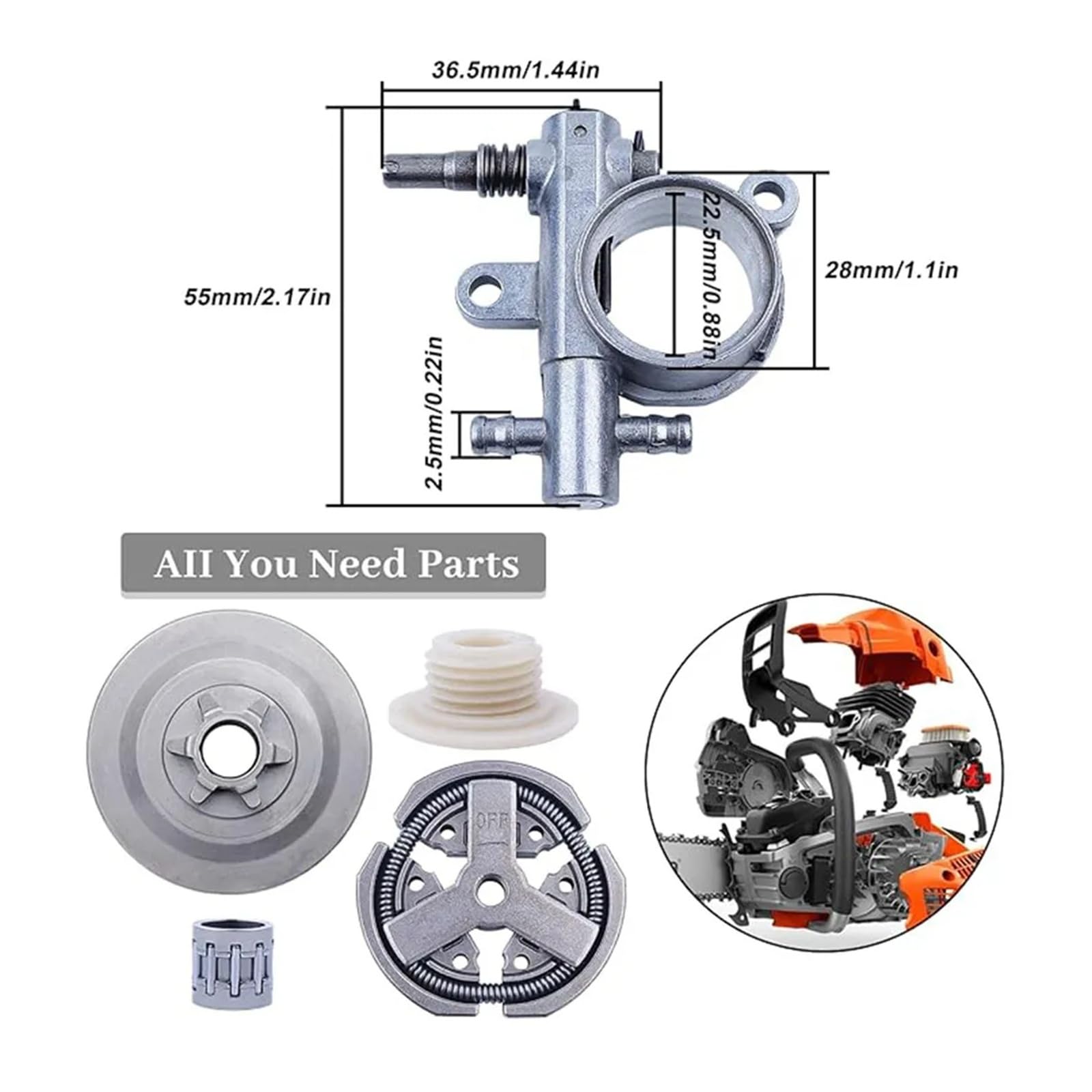 El kit de cojinete de aguja del tambor de embrague 3/8 6T se adapta a la motosierra 3800