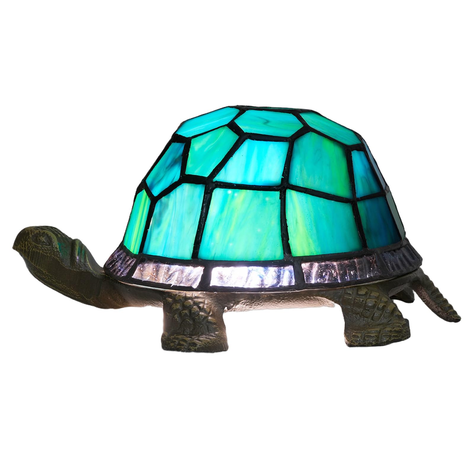 NUODITOS Turtle Night Light Tiffany Style Stained Glass Accent Lamp Kids Gifts Bedside Table Lamp Home Decor Small Nightstand Desk Lamp