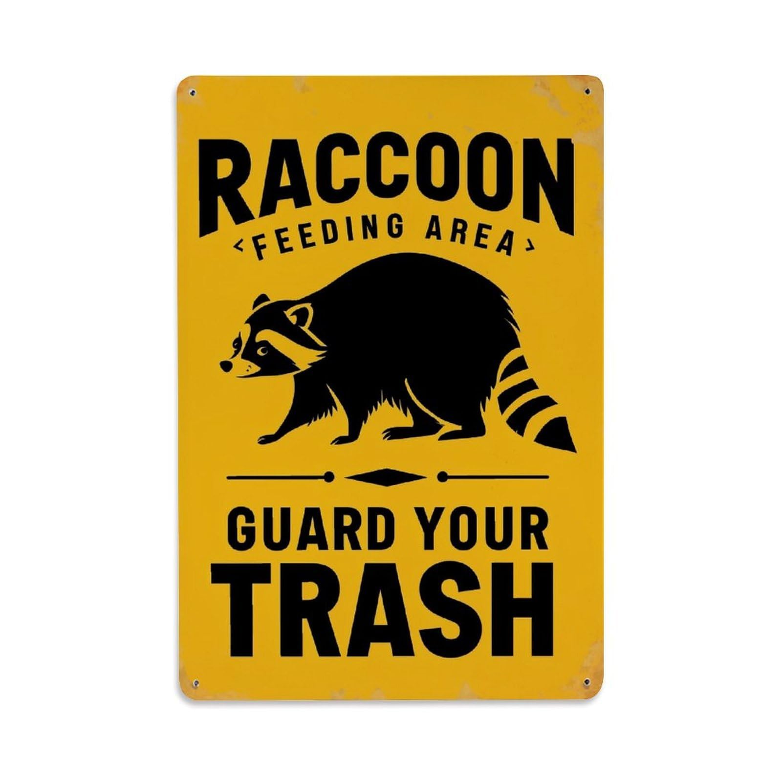 Jdfenggu Vintage Raccoon Feeding Area Guard Trash Retro Metal Tin Sign, Decor Art Poster For Bar, Home, Man Cave, Kitchen, Laundry Room Gift 8X12inch