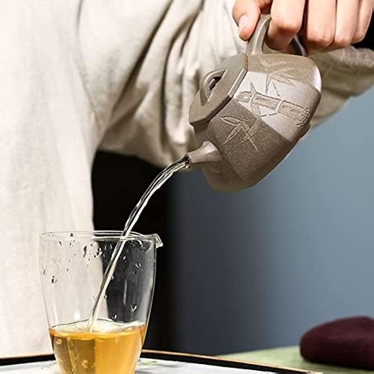 Ceramiczny zestaw do herbaty Kung Fu 200 ml, tradycyjne fioletowe czajniki, przenośny zestaw do herbaty podróżnej, sekcja rudy surowej, błoto, kamień, czajnik, filtr domowy, kosmetyczny czajnik