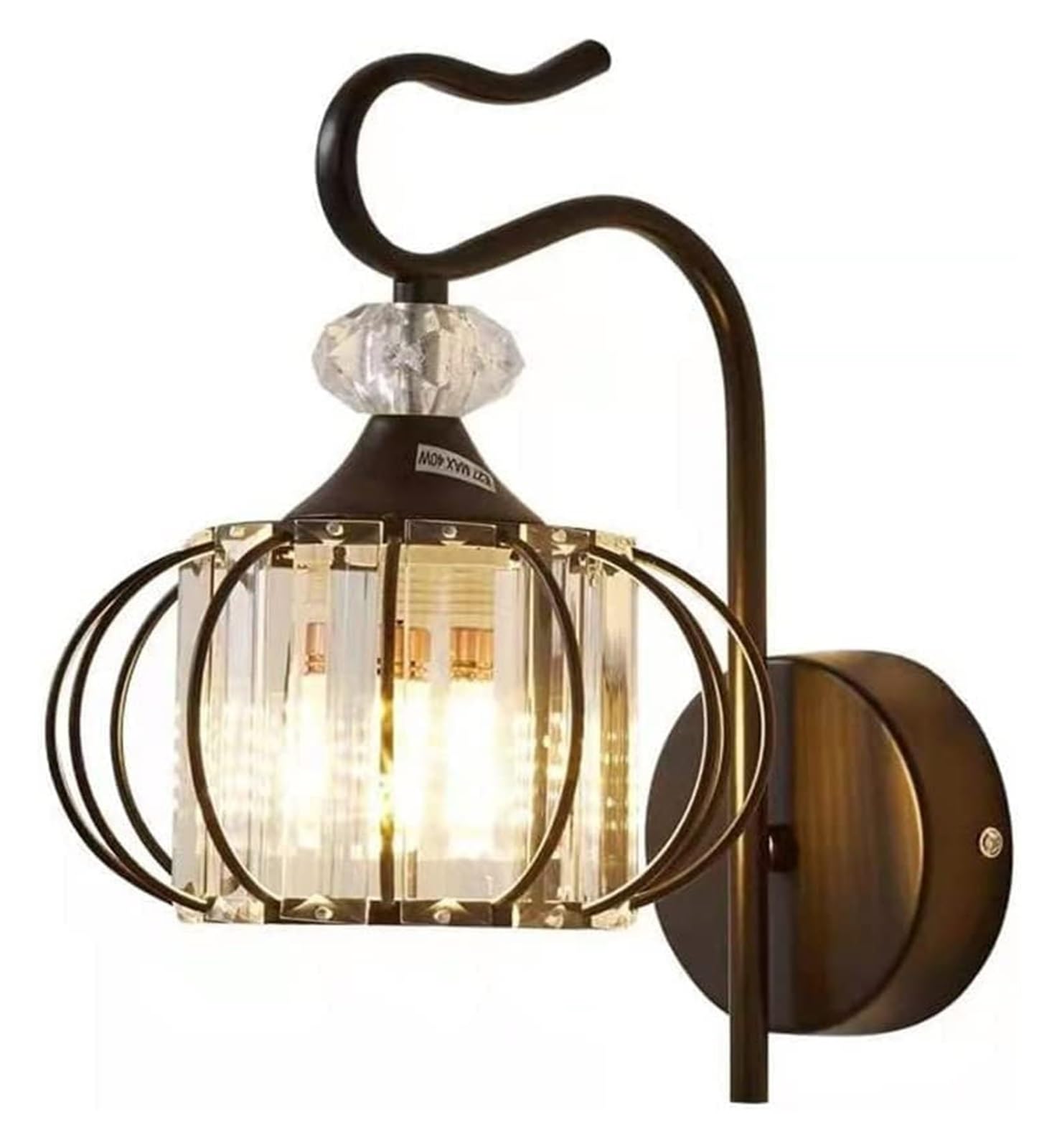 SYAXVOM Wall Lamp Crystal Clear Lantern Sconce E27 Lighting Corridor Bedroom Bedside Light (Color : Dark)