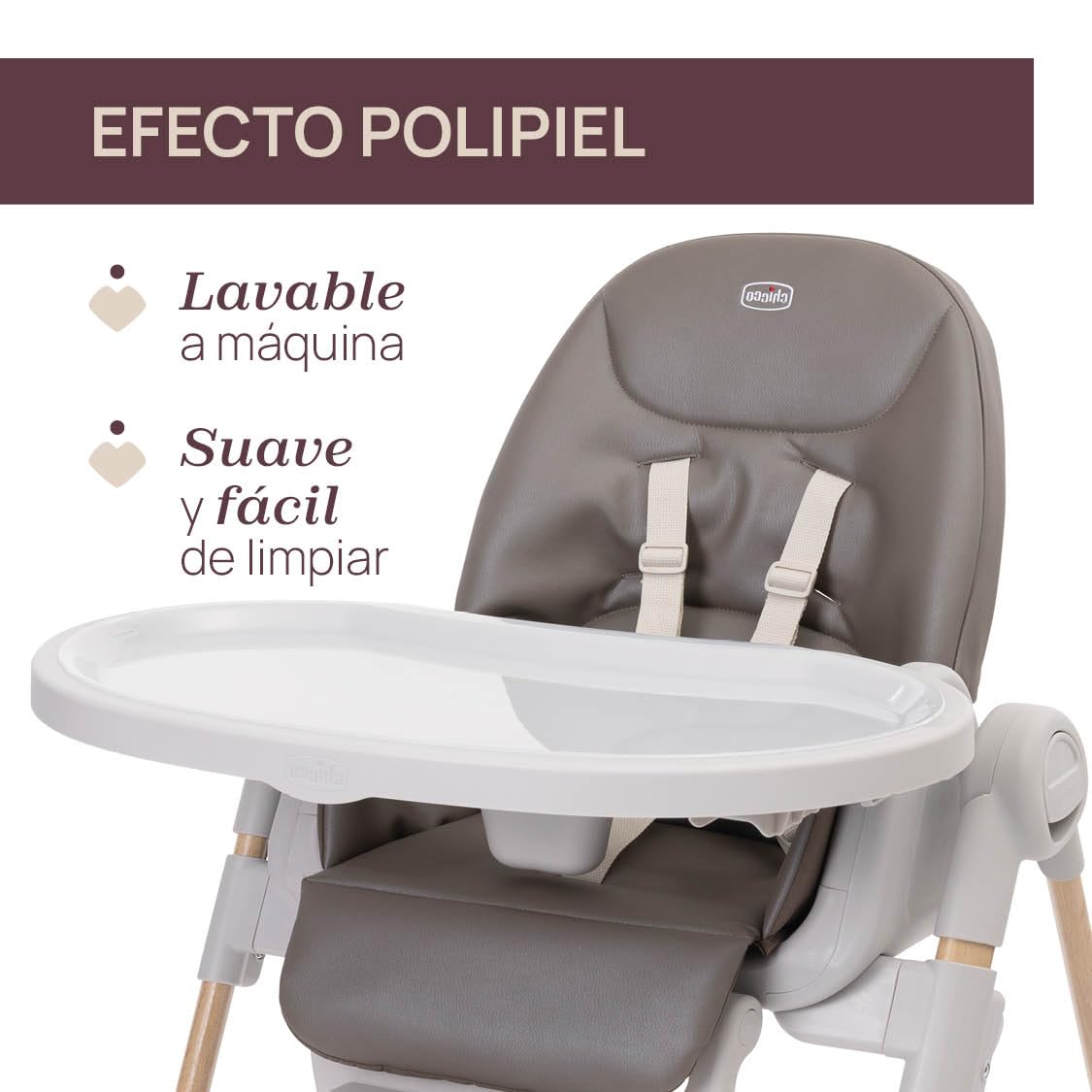 Chicco Polly Armonia Kinderhochstuhl für Babys von Geburt bis 40 kg, 9 Höhenstufen, klappbar, verstellbarer Fußstütze, Hochstuhl 3in1,Kompakt verstaubar, 4 Räder,mit neugeborenaufsatz, Braun | Verstellbare Liegefläche, Höhe und Fußstütze verstellbar, 4 Ro