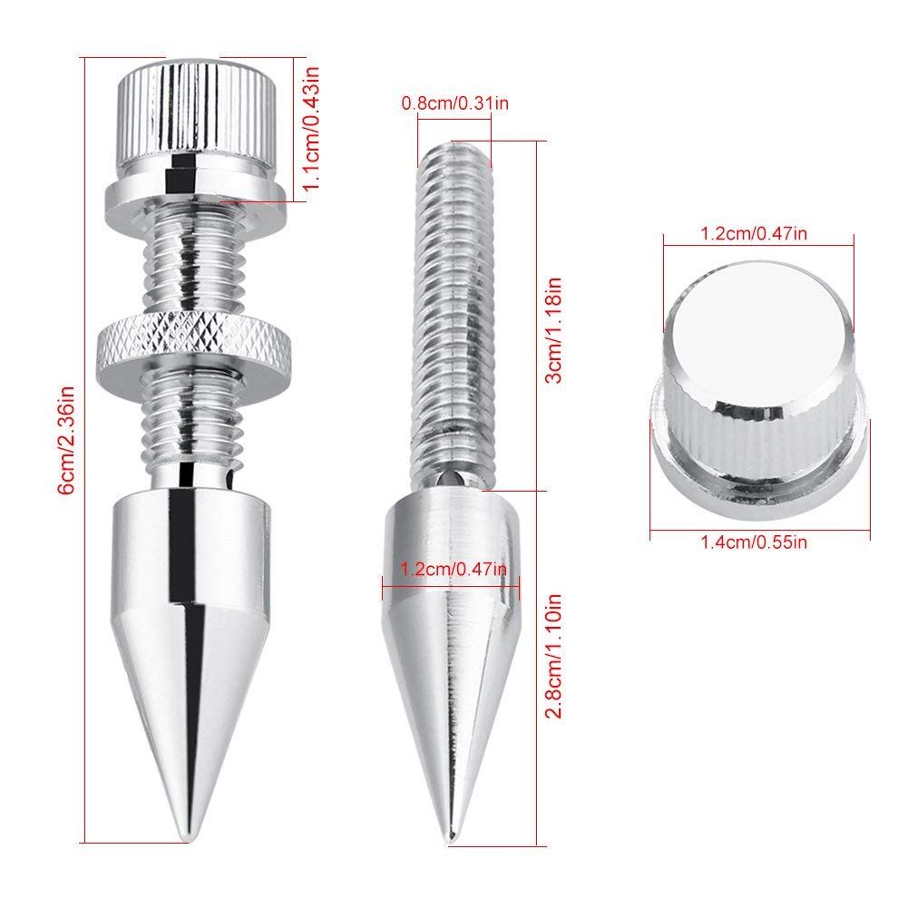 Spike de haut-parleur, 4Pcs Spike de haut-parleur Audio 11 * 60 mm Pointes d'isolation avec 4Pcs Cône de base antichoc pour haut-parleur HiFi ou cadre de haut-parleur