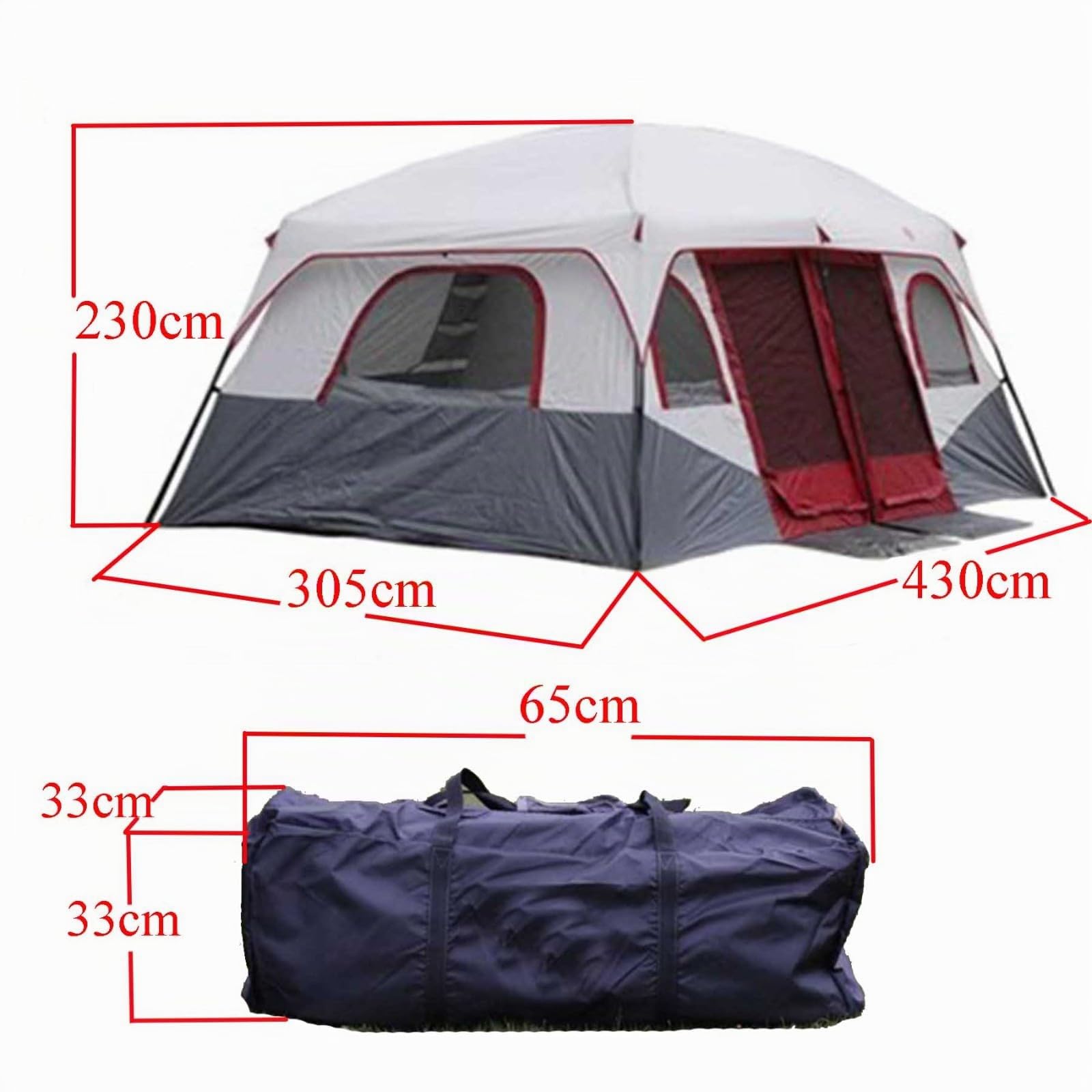 Tente de Camping pour 8 a 15 Personnes Tente Familiale avec 2 Chambres Grande Tente pour 15 Personnes Tente de Camping Imperméable avec Tapis de Sol Cousu 8~15