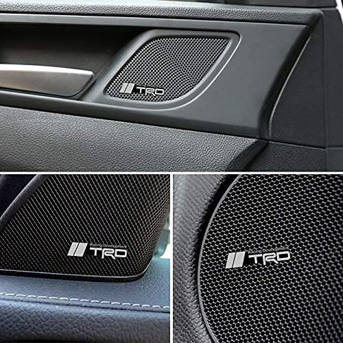 TRD 車のロゴホーンステッカー、スピーカーデカールステッカー、3Dアルミバ車用エンブレム、インテリア装飾アクセサリーの 金属装飾ロゴバッジステッカー 4枚セット