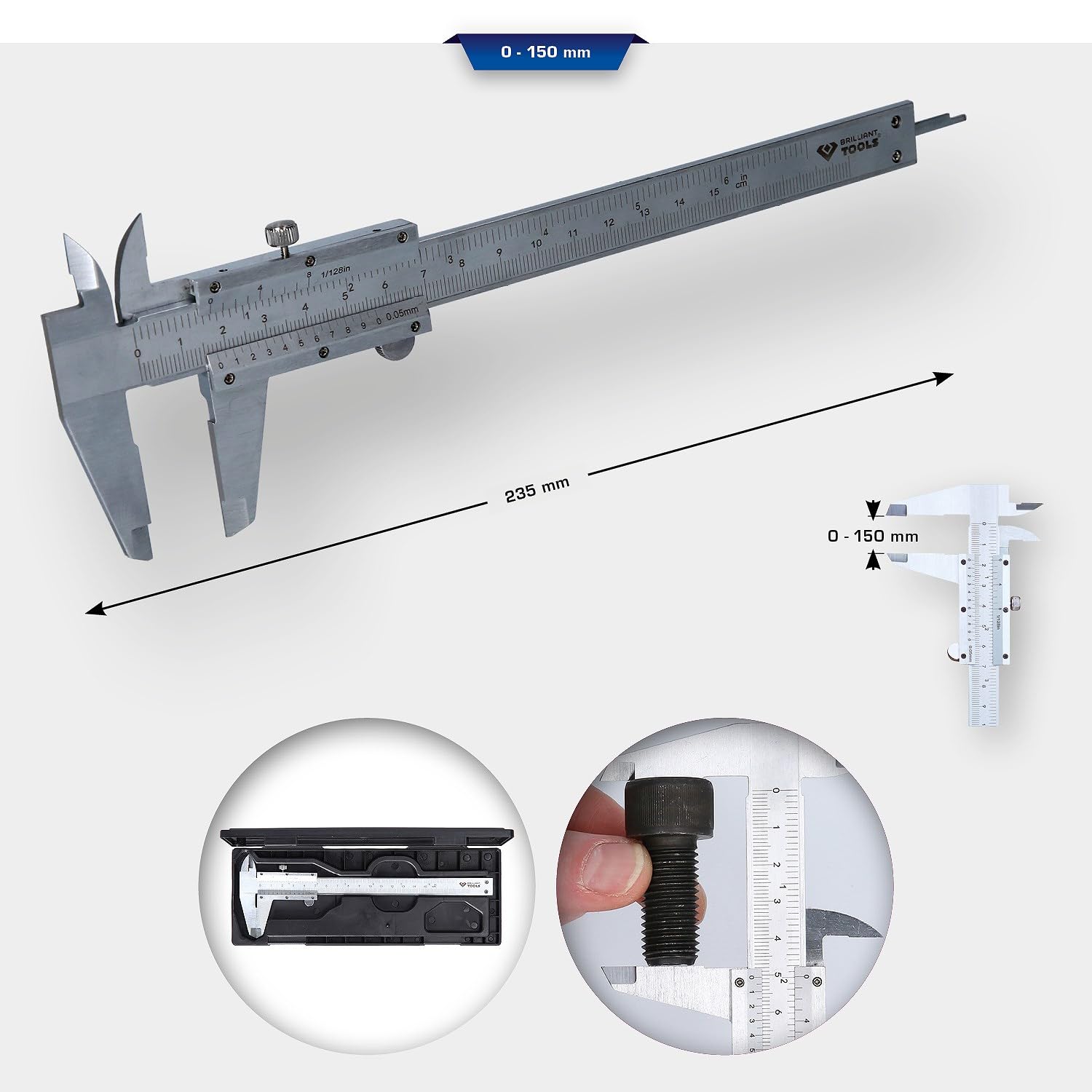 BRILLIANT TOOLS BT114902 Suwmiarka traserska, 0 - 150 mm [Powered by KS TOOLS]