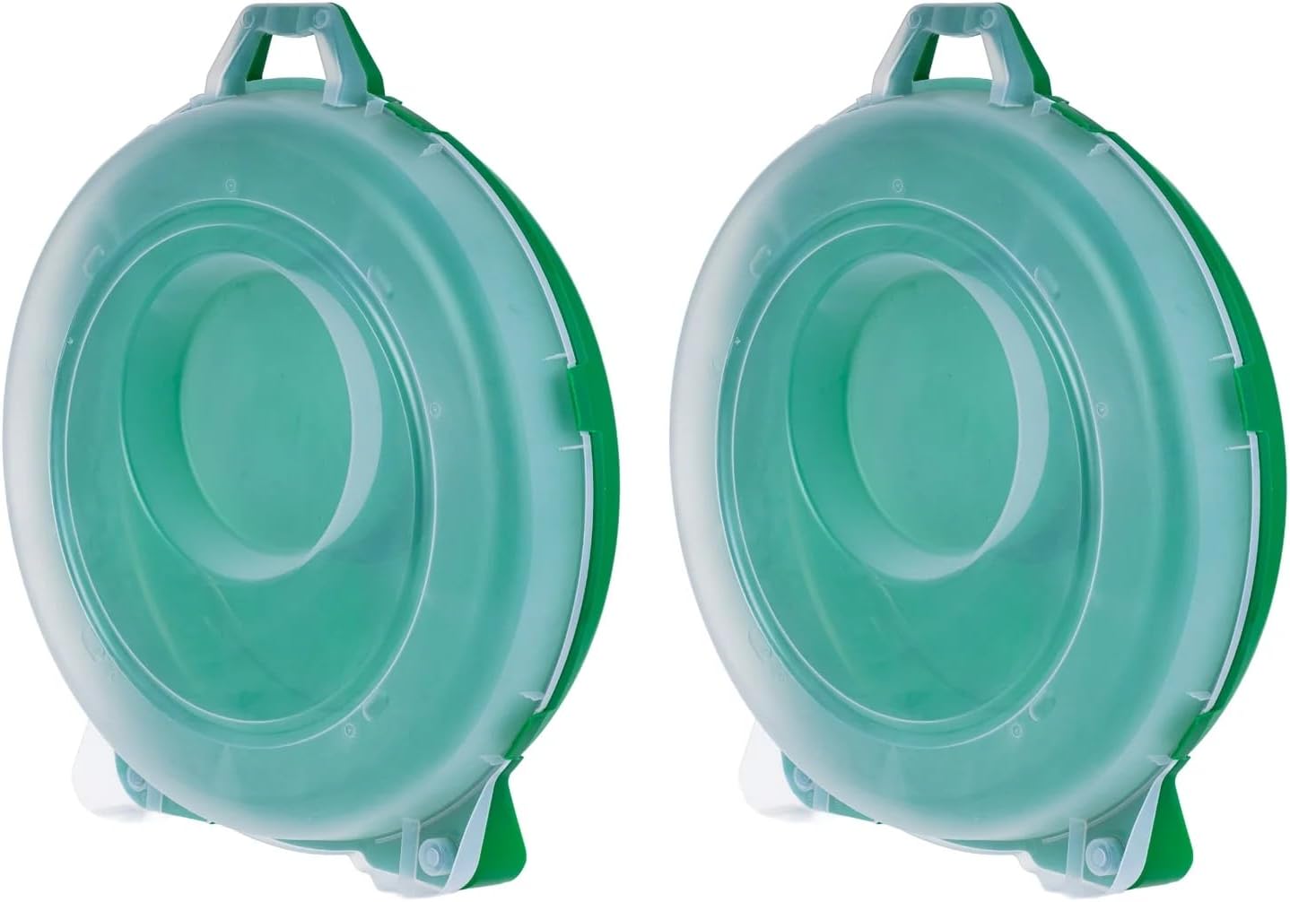 24 Inch Wreath Storage Container with Latches & Handle - Clear Green Plastic Box for Holiday Decor, Artificial Wreaths & Garlands - Dust-Proof Organizer Bin with Secure Lid (2 Pack)