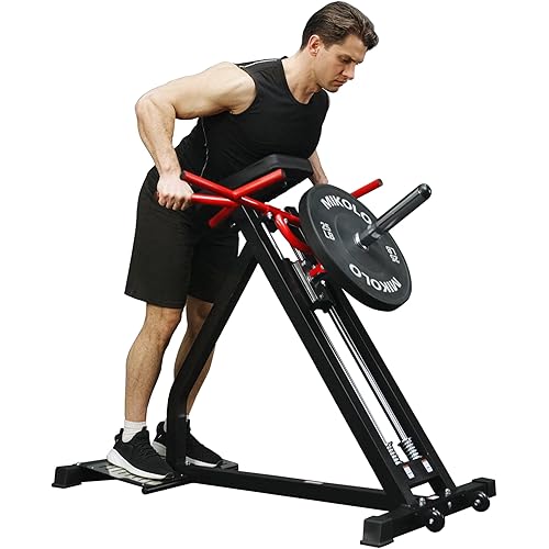 Mikolo Linear Row Machine, Back Workout Machine for Home Gym, Plate-Loaded Back Machine with Linear Bearing, Back Row Machine for Upper Body