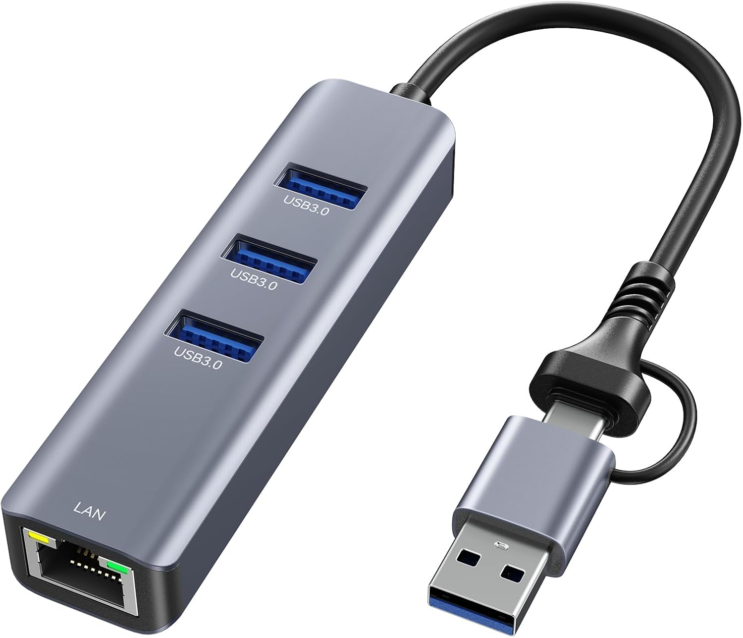 USB to Ethernet Adapter, ABLEWE USB 3.0/USB C to RJ45 Gigabit LAN (1000Mbps) Network Adapter, Compatible with MacBook/Pro/Air, iPhone 15/16 Pro/Max, iPad Pro, Surface Pro, Windows 11/10/8/7, MacOS